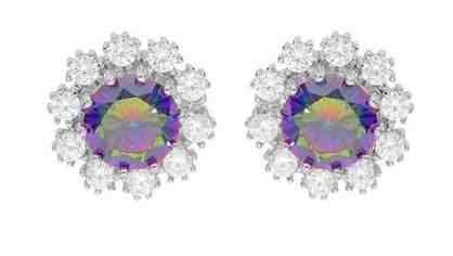 Brilio Silver Něžné stříbrné náušnice s topazem Kytičky Mystic Stone SE05741A + 2 měsíce na vrácení zboží