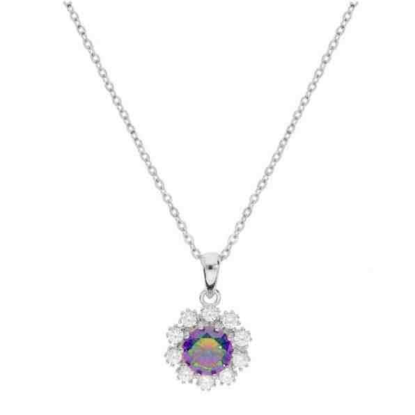 Brilio Silver Nádherný stříbrný náhrdelník s duhovým topazem Mystic Stone SP04664A (řetízek, přívěsek) + 2 měsíce na vrácení zboží