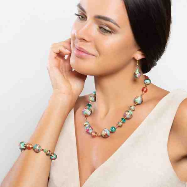 Lampglas Půvabný náhrdelník Playful Unicorn s 24karátovým zlatem a ryzím stříbrem v perlách Lampglas NRO10 + 2 měsíce na vrácení zboží