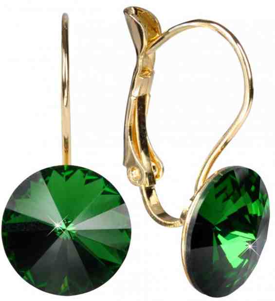 Levien Pozlacené náušnice Rivoli Dark Moss Green + 2 měsíce na vrácení zboží