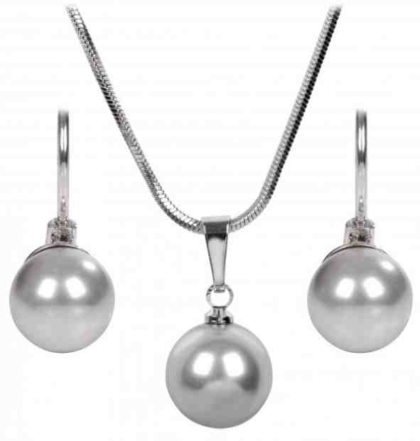 Levien Sada náhrdelníku a náušnic Pearl Light Grey SET-041 + 2 měsíce na vrácení zboží