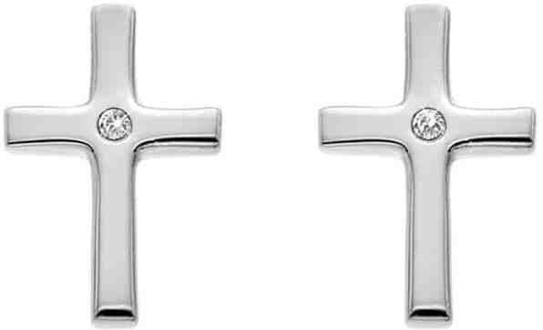 Hot Diamonds Stříbrné křížkové náušnice s pravými diamanty Amulets DE614 + 2 měsíce na vrácení zboží