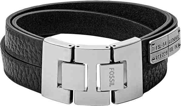 Fossil Černý kožený náramek JF03189040 + 2 měsíce na vrácení zboží