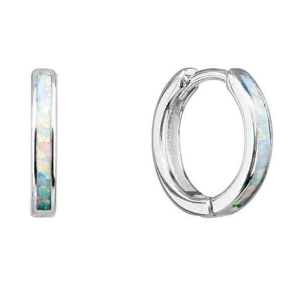 Evolution Group Půvabné kruhové náušnice s bílými syntetickými opály 11403.1 + 2 měsíce na vrácení zboží