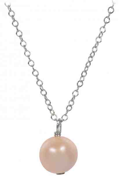 JwL Luxury Pearls Pravá perla lososové barvy na stříbrném řetízku JL0090 (řetízek, přívěsek) + 2 měsíce na vrácení zboží