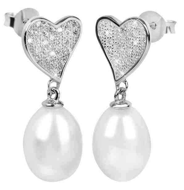 JwL Luxury Pearls Perlové náušnice s bílou pravou perlou a zirkony JL0349 + 2 měsíce na vrácení zboží