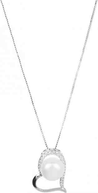 JwL Luxury Pearls Stříbrný náhrdelník se srdíčkem a pravou perlou JL0461 (řetízek, přívěsek) + 2 měsíce na vrácení zboží