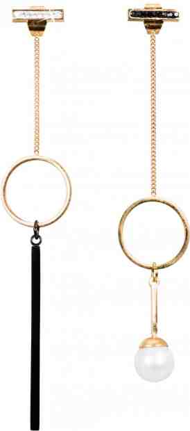 JwL Luxury Pearls Zlacené asymetrické náušnice s pravou perlou JL0483CH + 2 měsíce na vrácení zboží