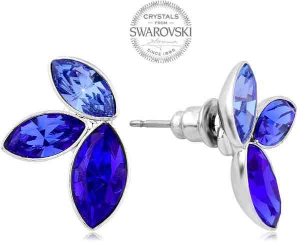 Levien Náušnice se třemi modrými krystaly Navette + 2 měsíce na vrácení zboží