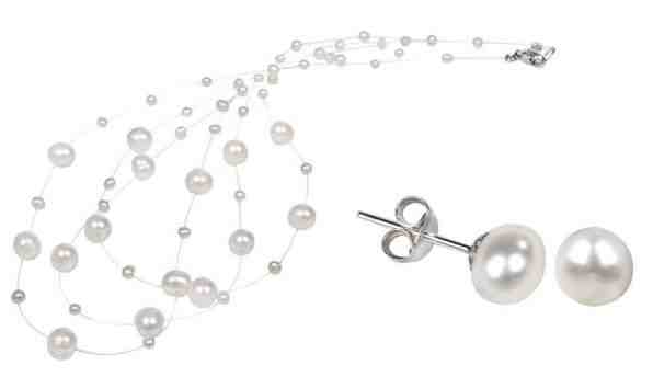 JwL Luxury Pearls Zvýhodněná souprava šperků z bílých perel JL0026 a JL0203 (náhrdelník, náušnice) + 2 měsíce na vrácení zboží