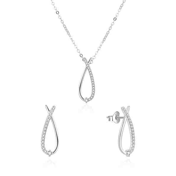 Beneto Oslnivá souprava šperků se zirkony AGSET186R (náhrdelník, náušnice) + 2 měsíce na vrácení zboží