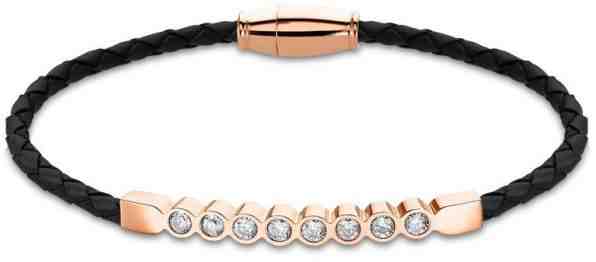 Lotus Style Černý kožený náramek s krystaly LS2003-2/6 + 2 měsíce na vrácení zboží