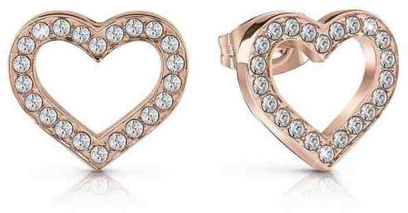 Guess Třpytivé srdíčkové náušnice UBE28005 + 2 měsíce na vrácení zboží