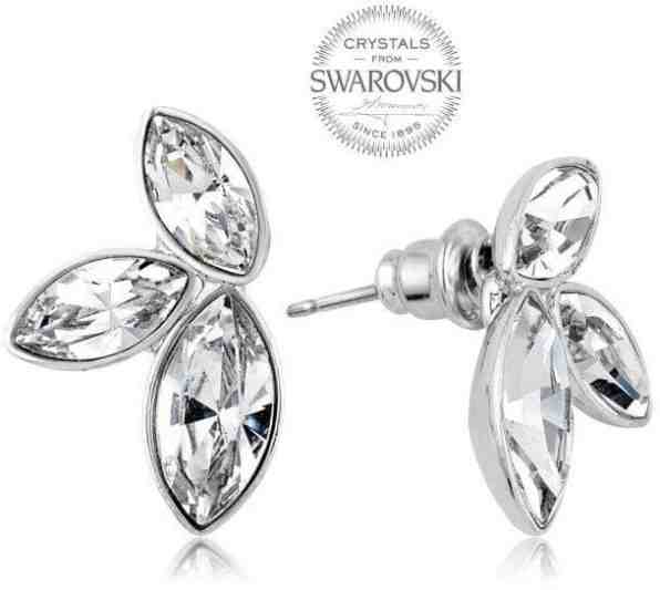 Levien Náušnice se třemi čirými krystaly Navette + 2 měsíce na vrácení zboží
