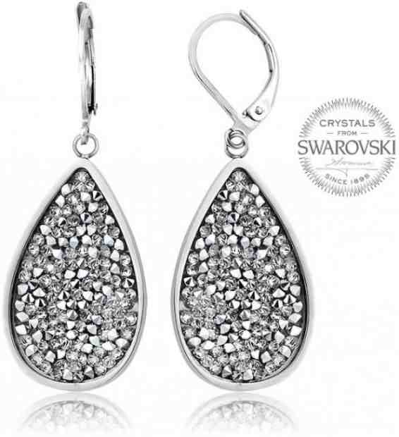 Levien Okouzlující náušnice s krystaly SS Rocks Pear 24 crystal + 2 měsíce na vrácení zboží