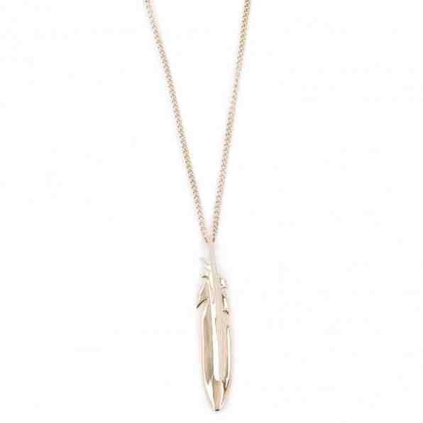 Fossil Pozlacený ocelový náhrdelník s pírkem JF03381710 + 2 měsíce na vrácení zboží