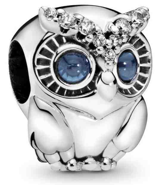 Pandora Stříbrný korálek Sova s modrými krystaly 798397NBCB + 2 měsíce na vrácení zboží