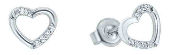 Brilio Náušnice z bílého zlata srdce se zirkony GOLD053_AU_W + 2 měsíce na vrácení zboží