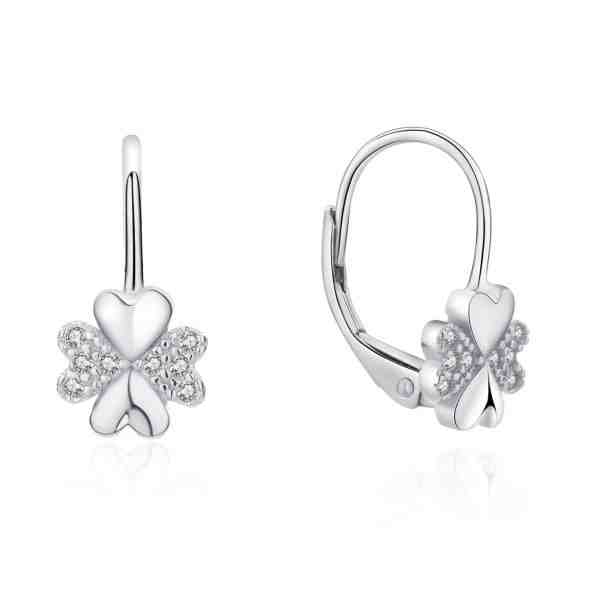 MOISS Hravé stříbrné náušnice se zirkony čtyřlístky E0000565 + 2 měsíce na vrácení zboží