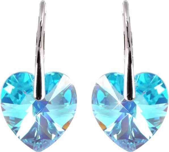Levien Romantické náušnice Srdce Aqua AB + 2 měsíce na vrácení zboží
