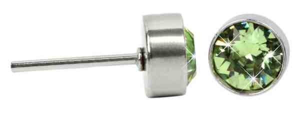 Levien Třpytivé ocelové náušnice Chaton Peridot + 2 měsíce na vrácení zboží