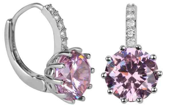 Troli Třpytivé náušnice s růžovým krystalem + 2 měsíce na vrácení zboží